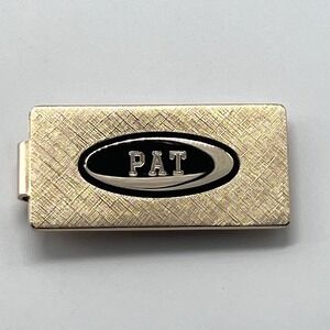 Vintage Anson Money Clip Gold Tone PAT Monogram Textured Finish W/ Original Box